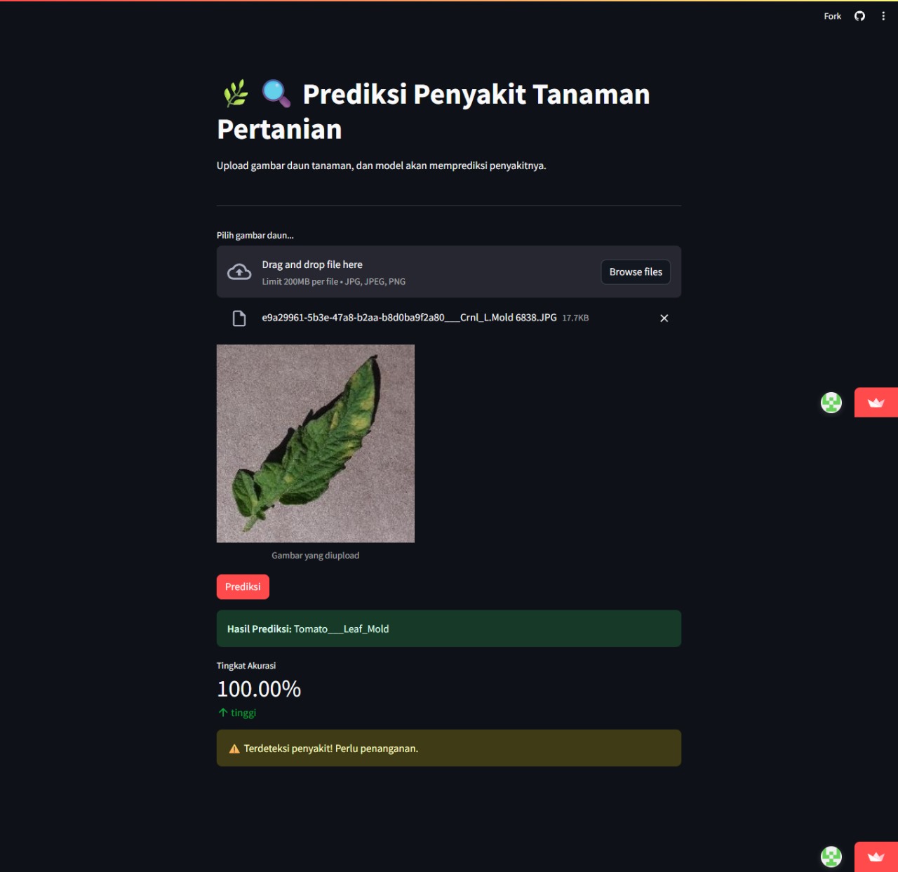 Streamlit Deteksi Penyakit Tanaman